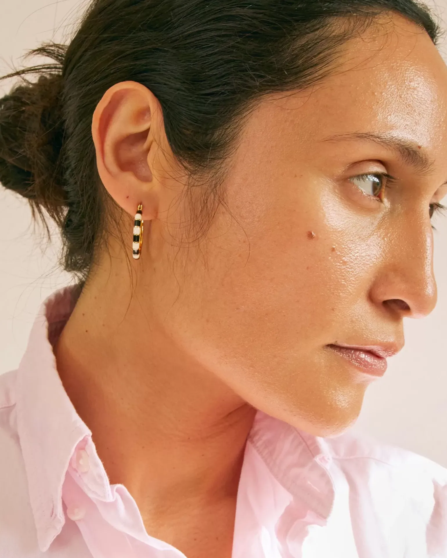 Enamel Stripe Hoop Earrings