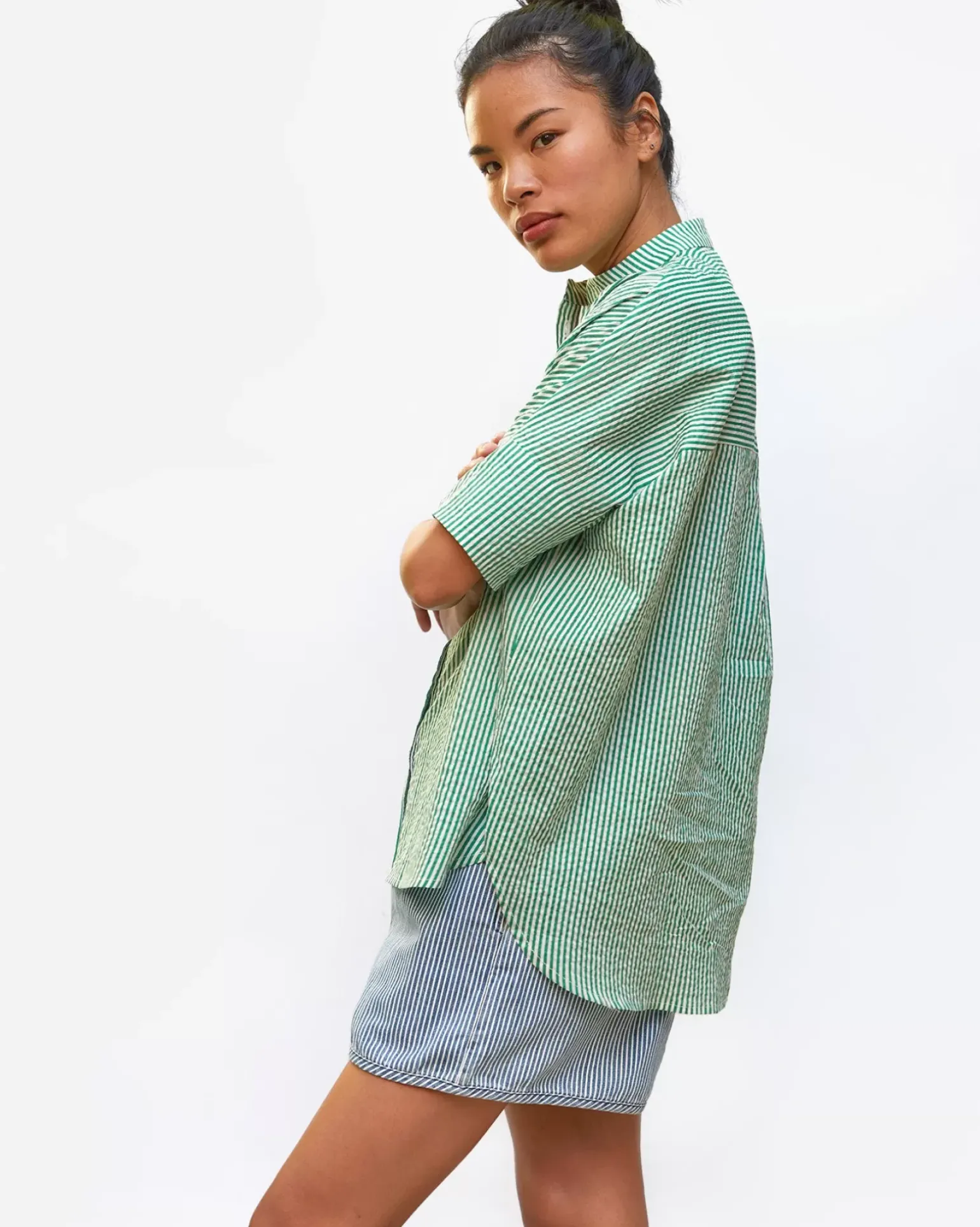 Oversized Stand Collar Shirt