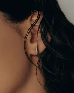 Pave Hoop Huggie Earrings